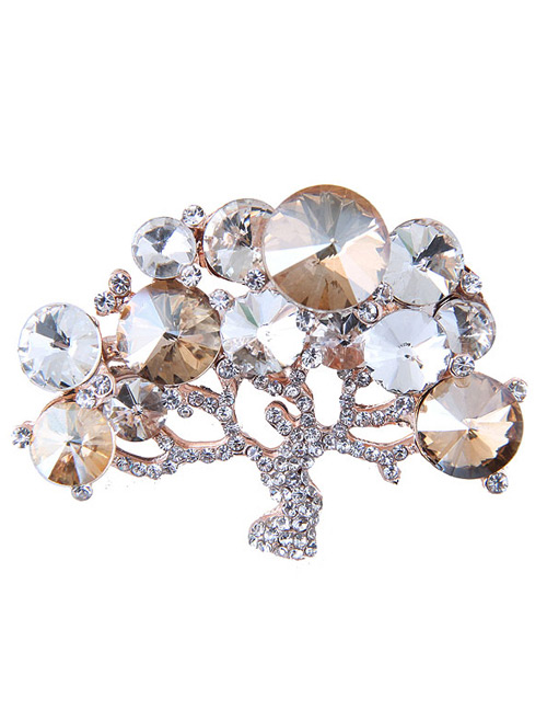 Fashion Champagne Tree Shape Decorated Brooch