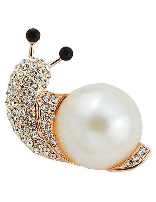 Fashion Gold Color+white Snails Shape Decorated Brooch