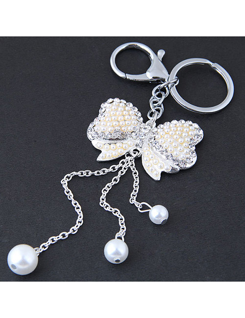 Fashion Silver Color Bowknot Shape Decorated Keychain