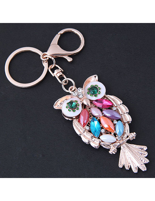 Fashion Multi-color Owl Shape Decorated Keychain