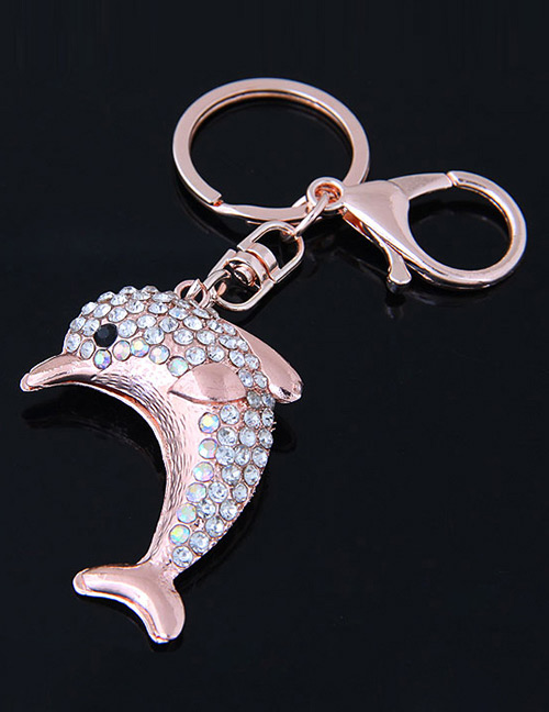 Fashion Gold Color Dolphin Shape Decorated Keychain