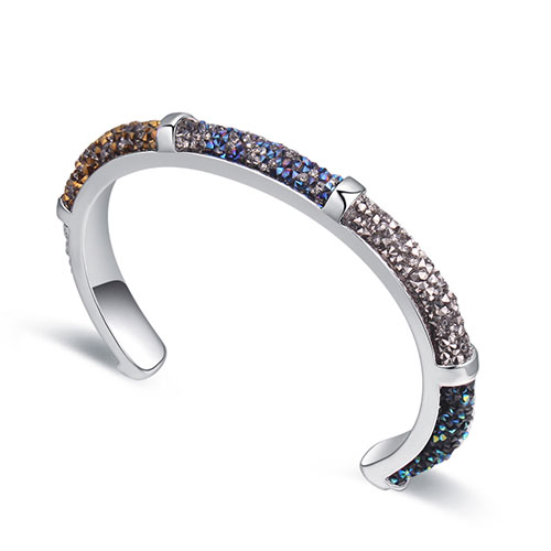 Fashion Multi-color Diamond Decorated Opening Bracelet