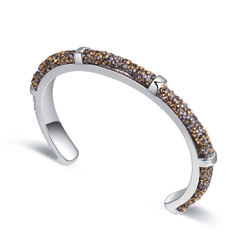 Fashion Gold Color+light Black Diamond Decorated Opening Bracelet
