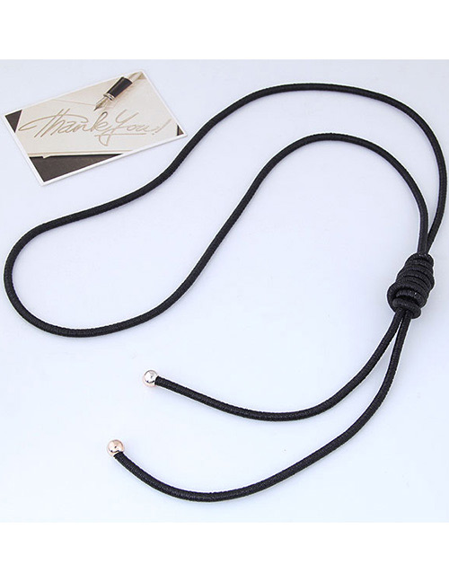 Fashion Black Pure Color Decorated Knot Design Necklace