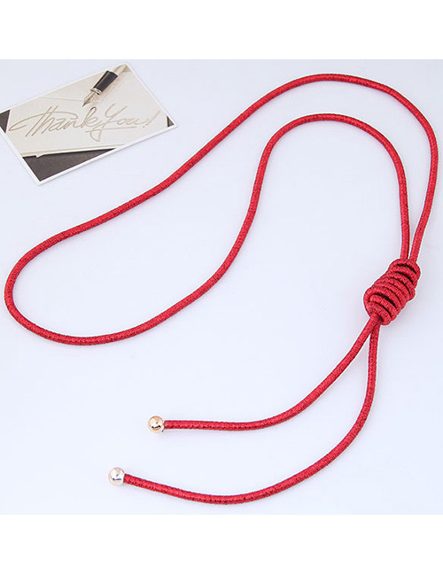 Fashion Red Pure Color Decorated Knot Design Necklace