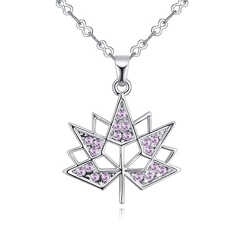 Fashion Purple Maple Leaves Pendant Decorated Necklace