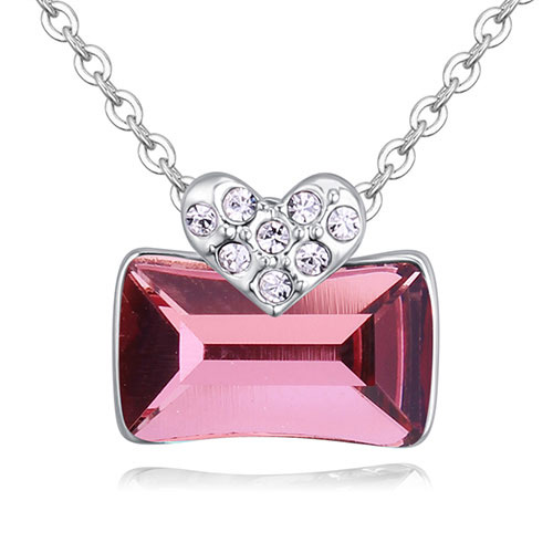 Fashion Pink Square Shape Pendant Decorated Necklace