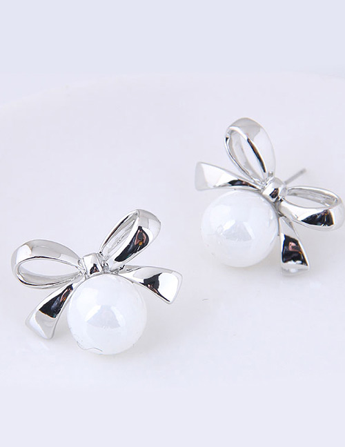 Lovely Silver Color Bowknot Shape Decorated Earrings