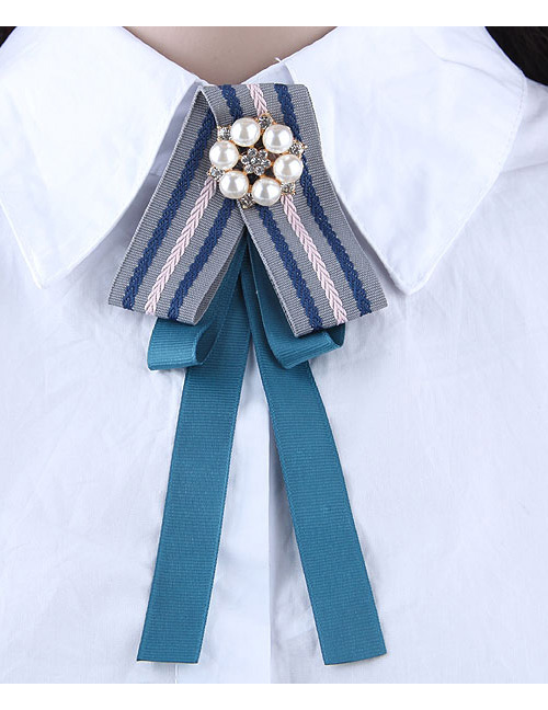 Elegant Light Blue Flower Shape Decorated Brooch