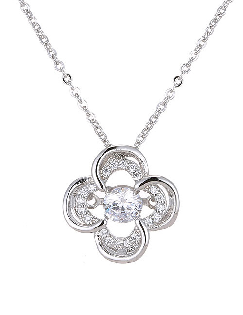 Elegant Silver Color Flower Shape Decorated Necklace