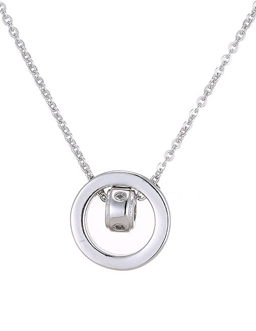 Elegant Silver Color Circular Ring Shape Decorated Necklace