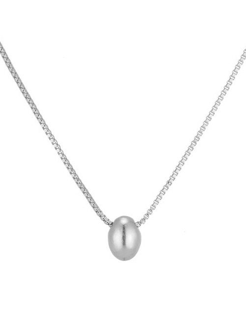 Elegant Silver Color Egg Shape Decorated Necklace