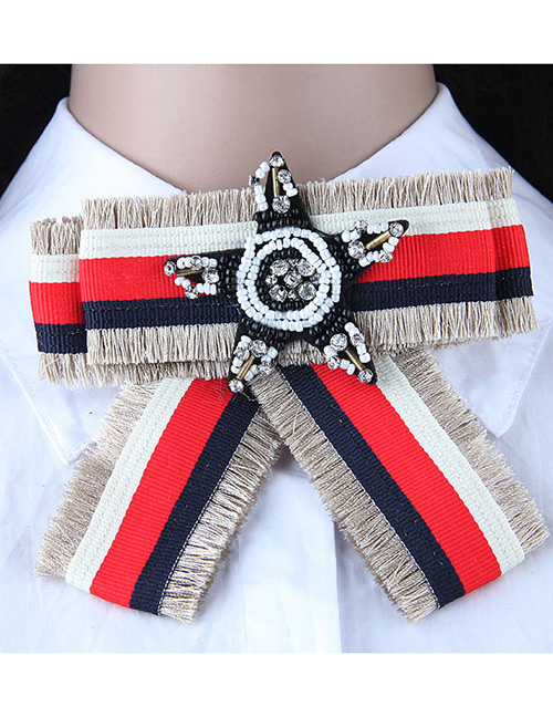 Fashion White+red Star Shape Decorated Brooch