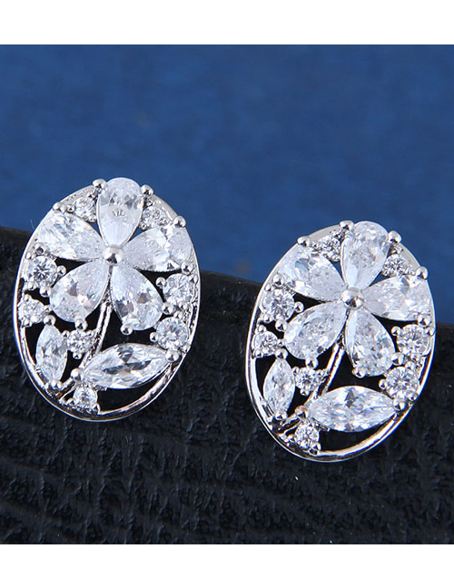 Sweet Silver Color+white Flower Shape Decorated Simple Earrings