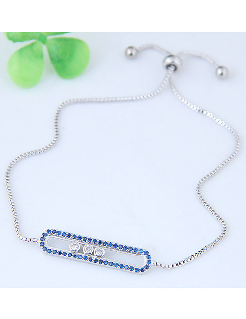 Sweet Sapphire Blue Square Shape Decorated Color Matching Bracelet