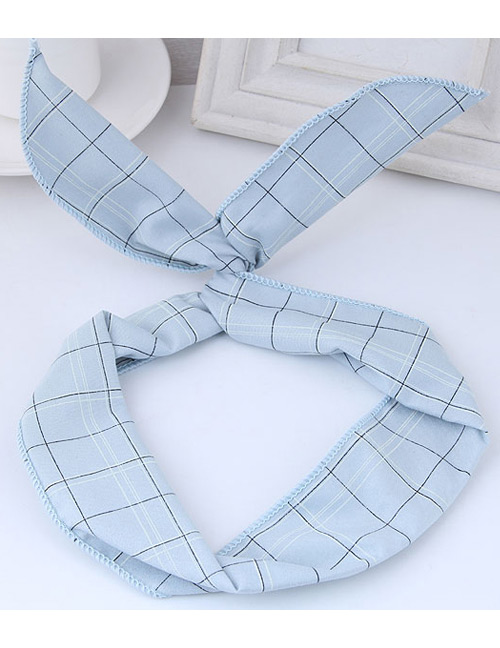 Fashion Light Blue Square Shape Pattern Decorated Hair Band
