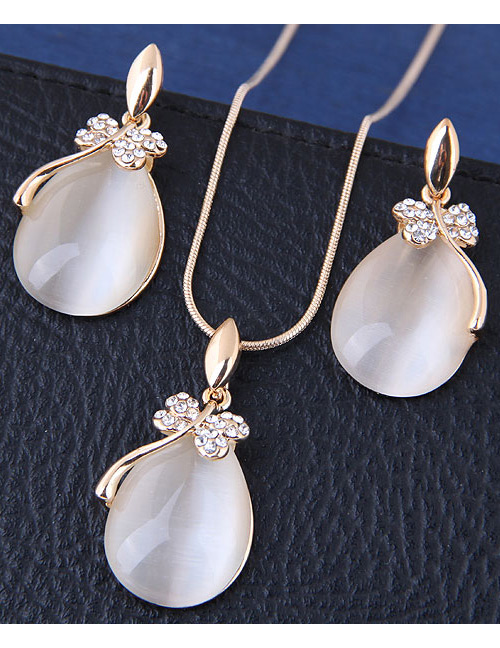 Fashion Gold Color Waterdrop Shape Decorated Jewelry Sets