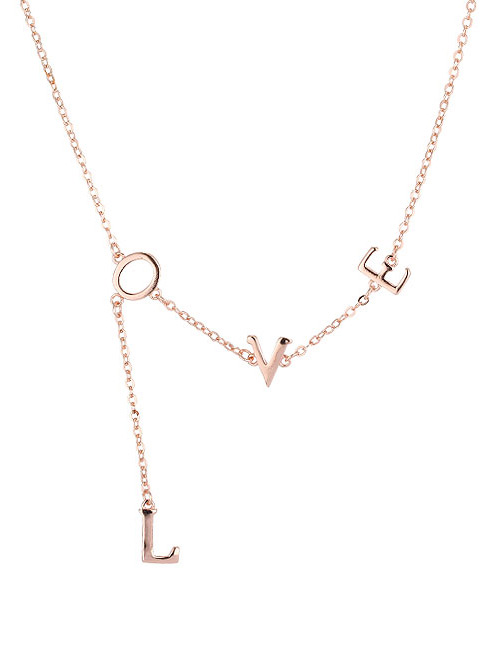 Fashion Rose Gold Letter Shape Decorated Necklace