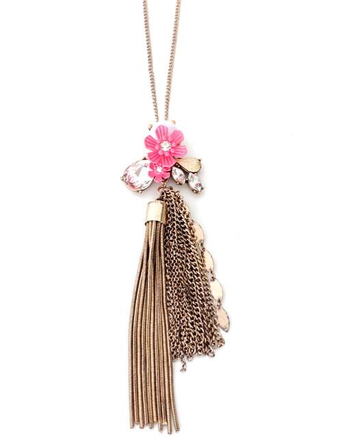 Trendl Gold Color Tassel&flower Decorated Simple Necklace