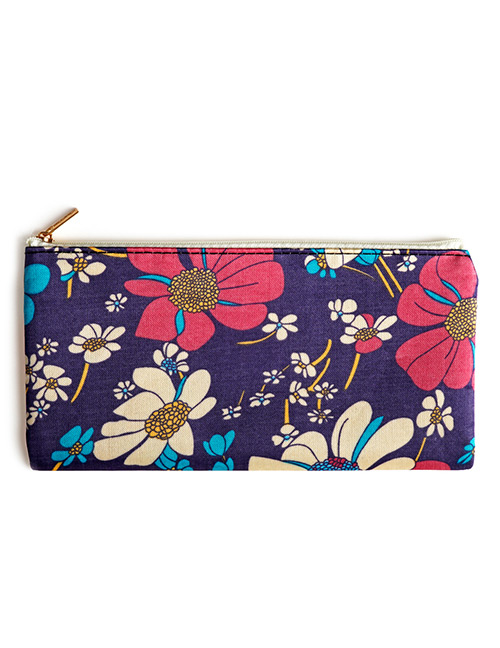 Fashion Purple Flower Pattern Decorated Cosmetic Bag