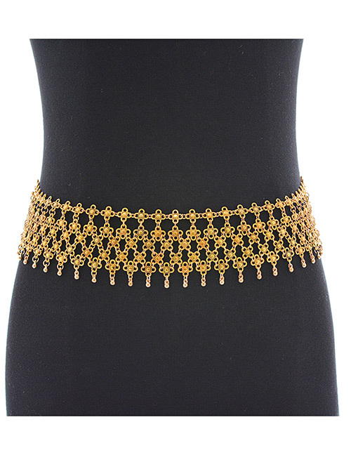 Fashion Gold Color Flower Shape Decorated Body Chain