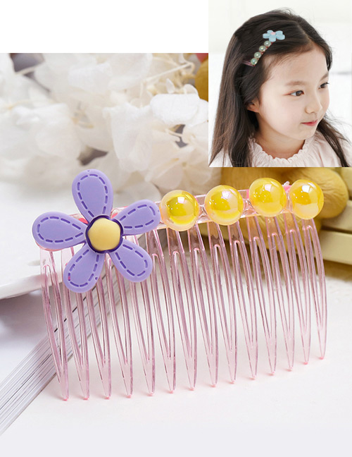 Fashion Purple Pearls&flower Decorated Hair Comb