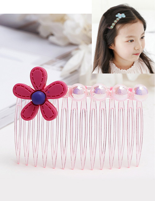 Fashion Plum Red Pearls&flower Decorated Hair Comb