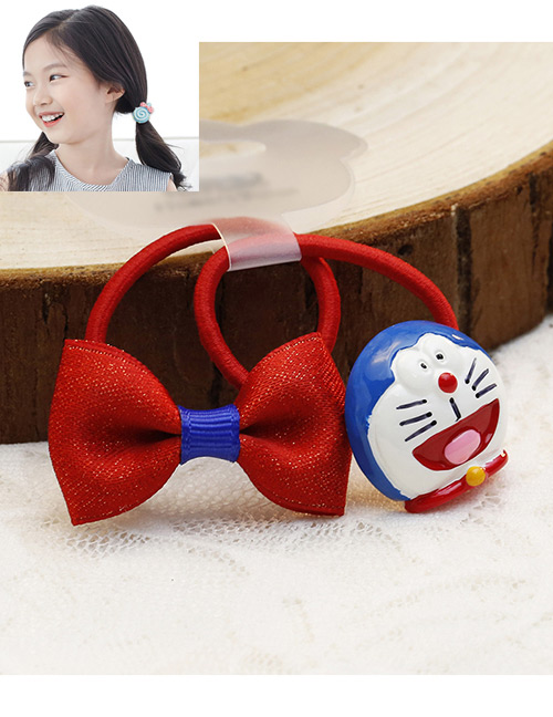 Lovely Red+blue Cat&bowknot Decorated Hair Band (2pcs)