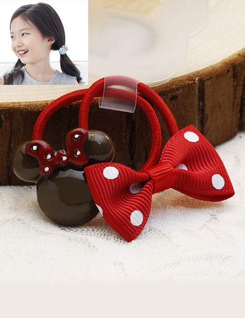 Lovely Coffee+red Rat&bowknot Decorated Hair Band (2pcs)