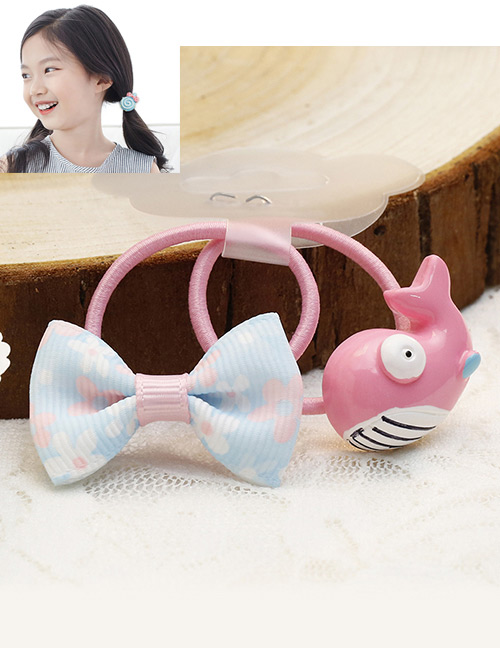 Lovely Pink+blue Whale&bowknot Decorated Hair Band (2pcs)