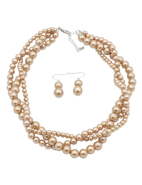 Fashion Coffee Beads Decorated Pure Color Jewelry Sets