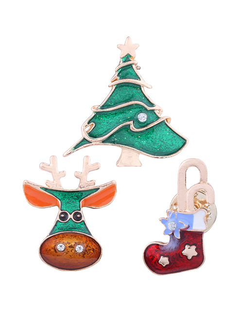 Lovely Multi-color Christmas Element Decorated Brooch (3pcs)