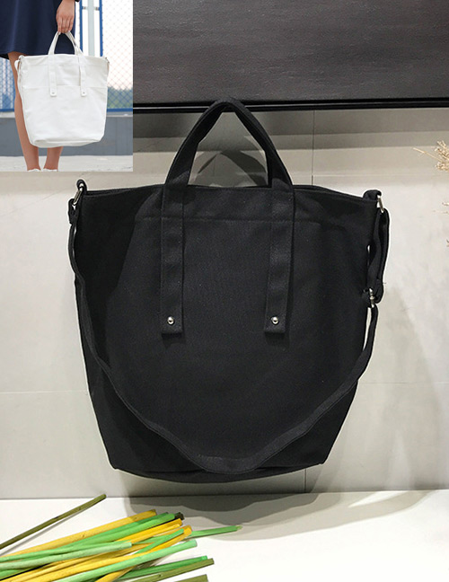 Fashion Black Pure Color Decorated Environmental Shoulder Bag