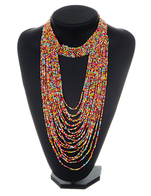 Exaggerated Multi-color Color-matching Decorated Multilayer Necklace