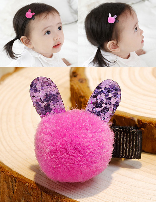 Cute Plum-red Rabbit Ears Decorated Children Hairpin