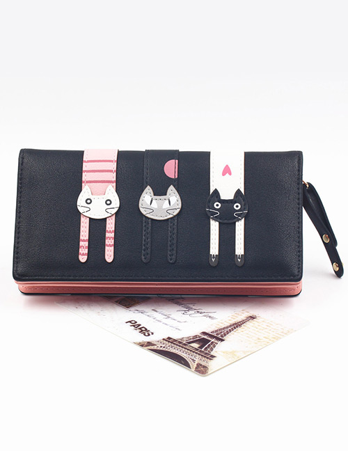 Cute Black Cat Pattern Decorated Wallet