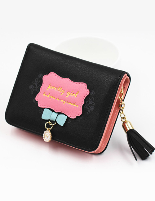 Lovely Black Bowknot Shape Decorated Coin Purse
