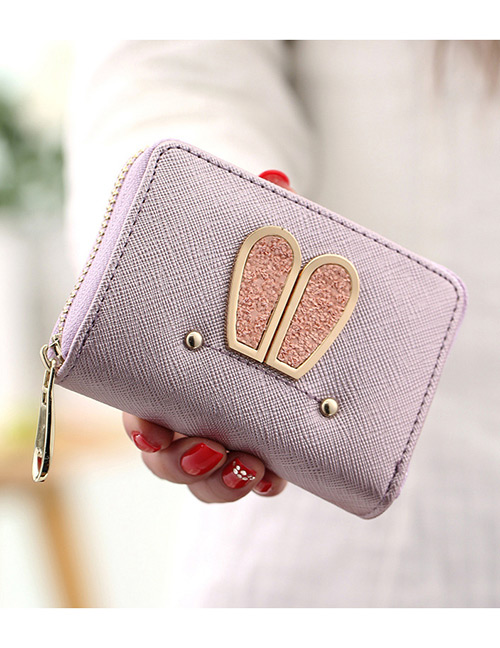 Elegant Purple Rabbit Ears Shape Decorated Wallet