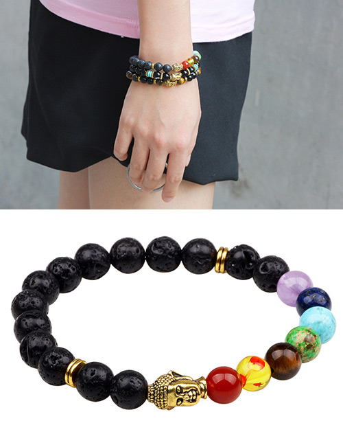Fashion Multi-color Buddha Head Decorated Bracelet