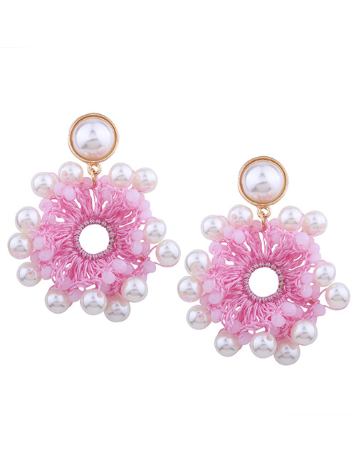 Fashion Pink Hollow Out Decorated Earrings