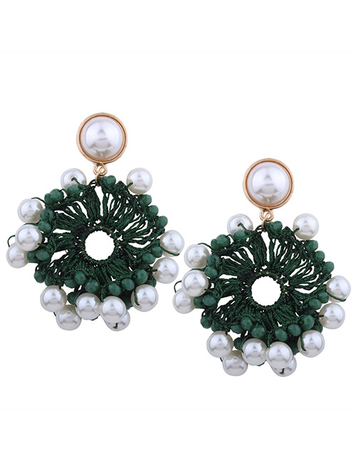 Fashion Green Hollow Out Decorated Earrings
