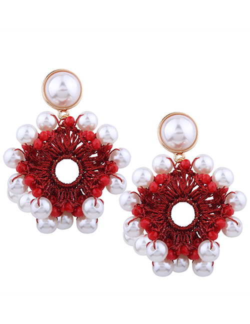 Fashion Red Hollow Out Decorated Earrings