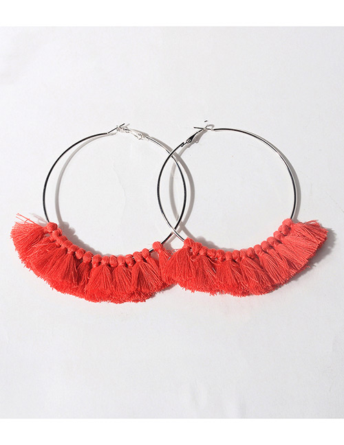 Bohemia Orange Round Shape Decorated Tassel Earrings