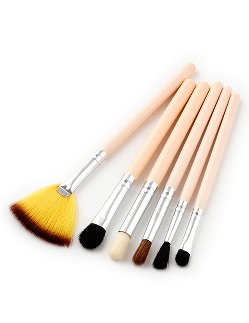 Fashion Light Tan Sector Shape Decorated Makeup Brush (6 Pcs)