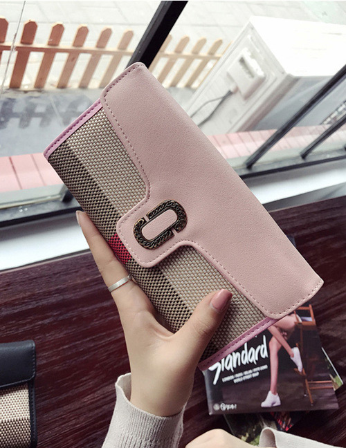 Fashion Pink Color Matching Decorated Wallet