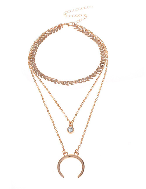 Fashion Gold Color C Shape Decorated Multi-layer Necklace