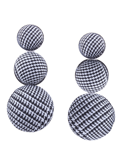 Fashion Black+white Round Ball Shape Decorated Simple Earrings