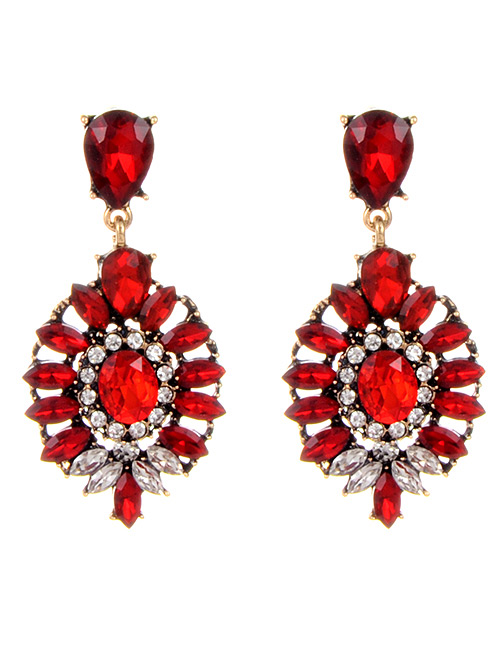 Fashion Red Water Drop Decorated Earrings