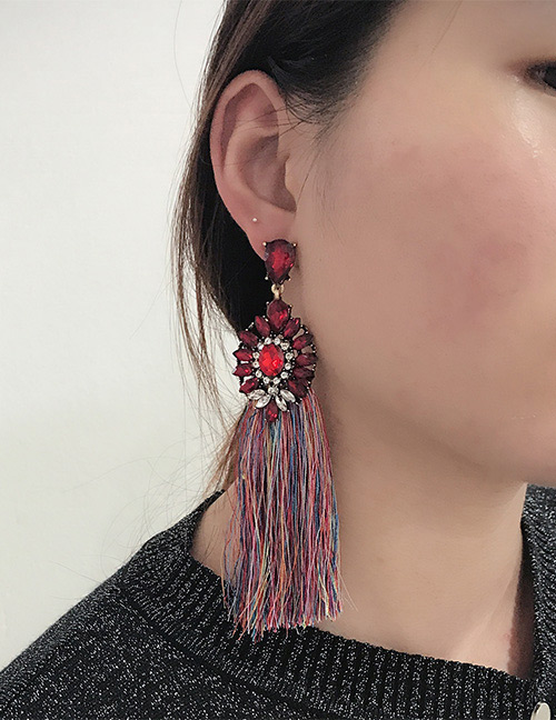 Fashion Multi-color Long Tassel Decorated Simple Earrings