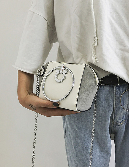 Fashion Gray Circular Ring Decorated Shoulder Bag